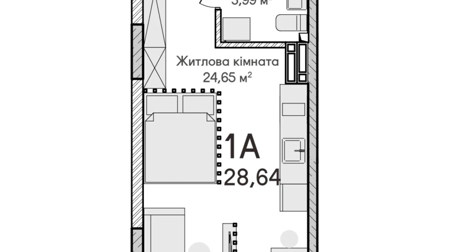 Продается 1-комнатная квартира 29 кв. м в Ирпене, ул. Ольги Кобылянской(Достоевского) - фото 2