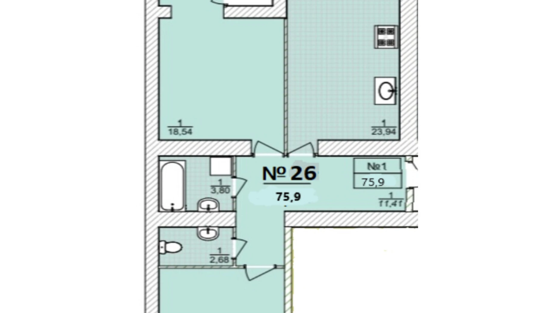Продается 2-комнатная квартира 75.9 кв. м в Хмельницком, цена: 61221 $ - фото 4