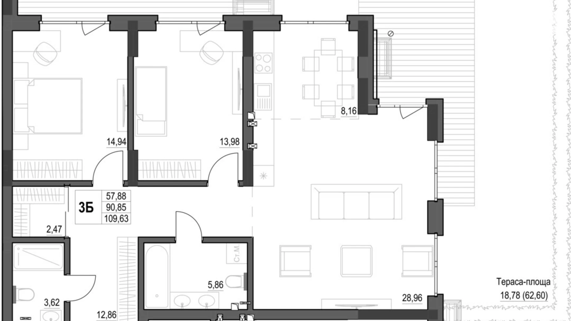 Продается 3-комнатная квартира 103.33 кв. м в, цена: 134329 $ - фото 3
