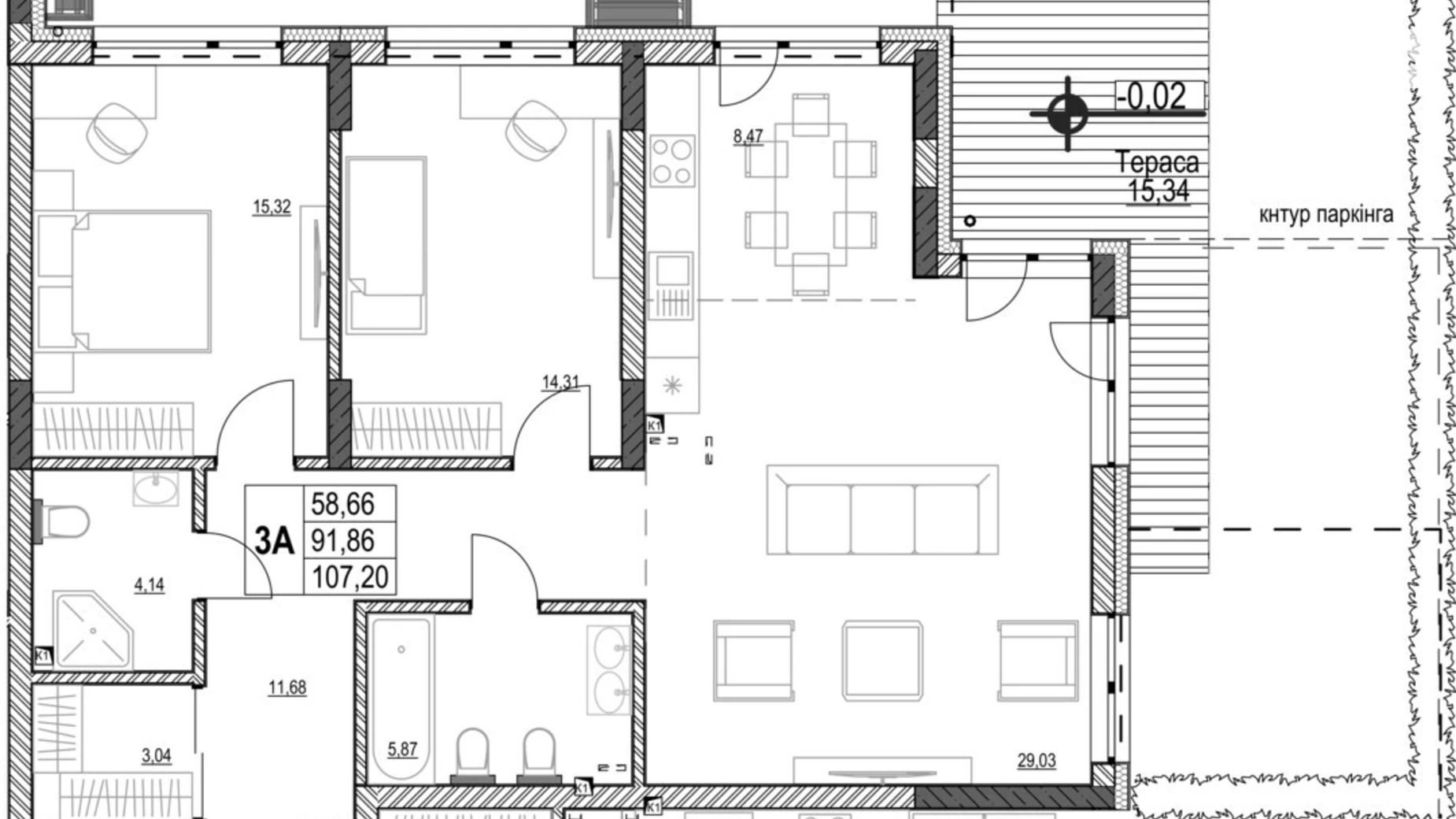 Продается 3-комнатная квартира 110.9 кв. м в Кропивницком, ул. Яновского, 65/52 - фото 3