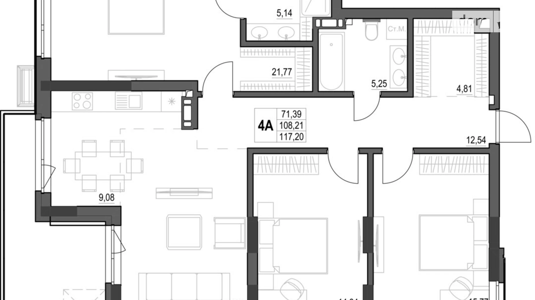 Продается 4-комнатная квартира 116.76 кв. м в Кропивницком, ул. Яновского, 65/52 - фото 2