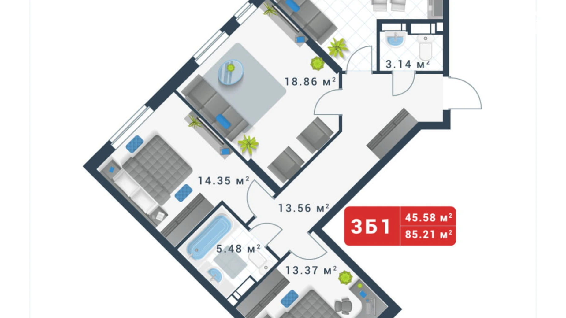 Продается 3-комнатная квартира 86 кв. м в Киеве, ул. Глеба Бабича(Канальная), 8Б - фото 2