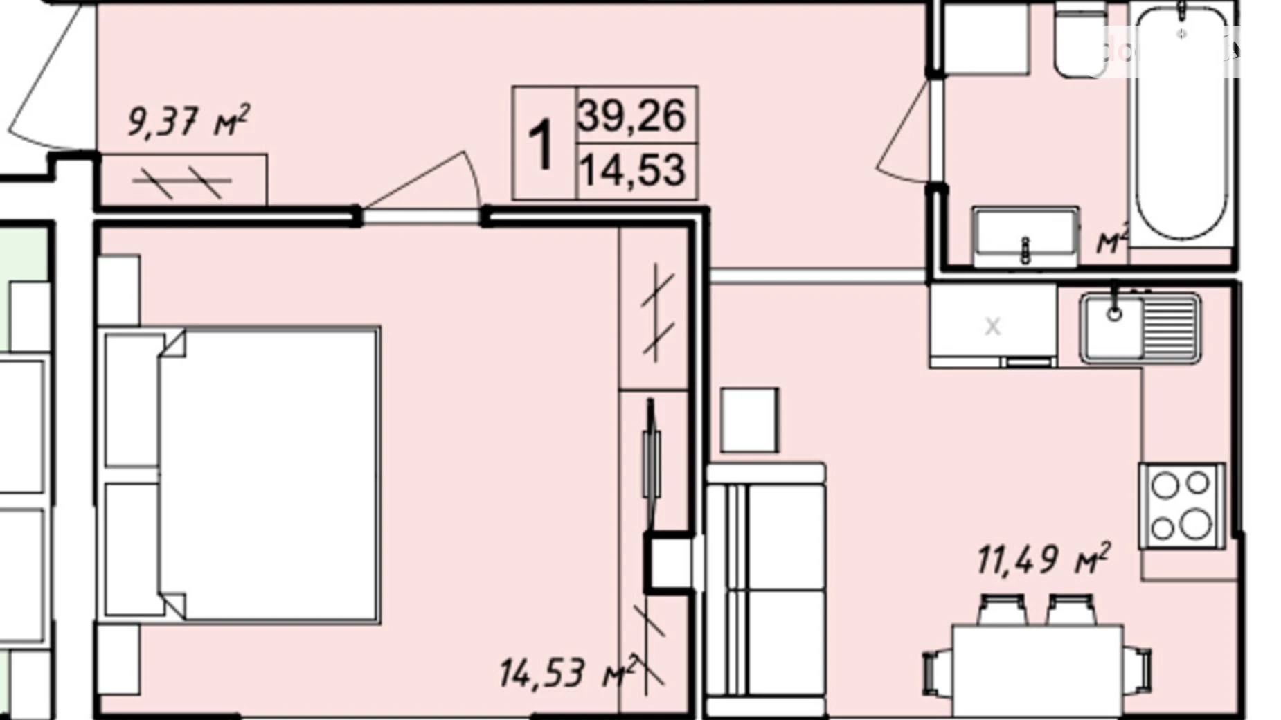 Продается 1-комнатная квартира 39.26 кв. м в Хмельницком, пер. Степана Бандеры, 14 - фото 4
