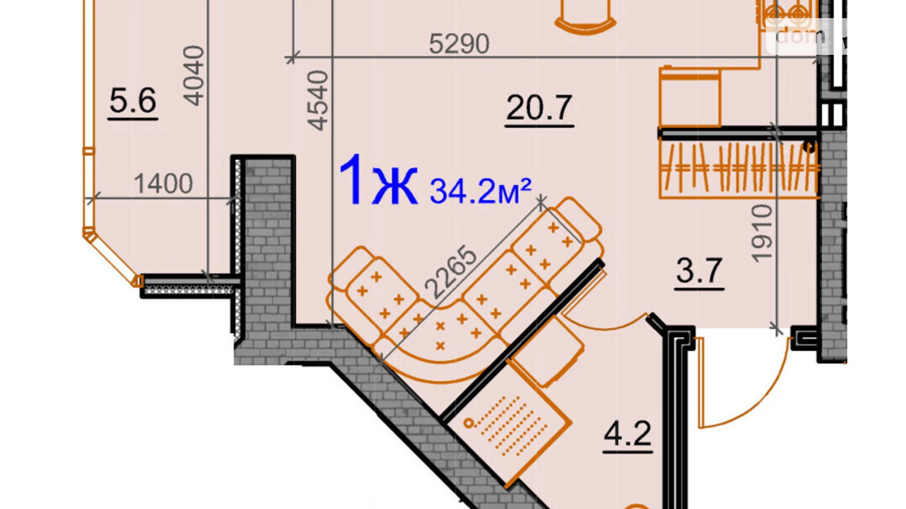 Продается 1-комнатная квартира 34.2 кв. м в Николаеве, ул. Курортная, 7В/7 - фото 2