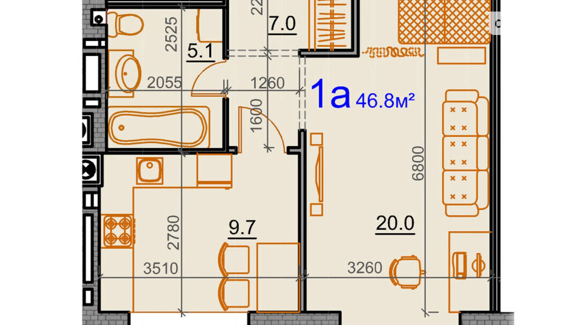 Продается 1-комнатная квартира 46.8 кв. м в Николаеве - фото 2