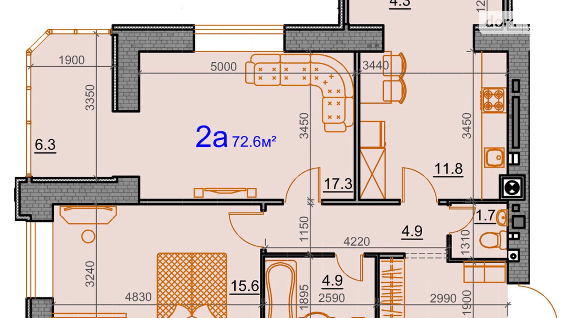 Продается 2-комнатная квартира 72.6 кв. м в Николаеве, ул. Курортная, 7В/7 - фото 5