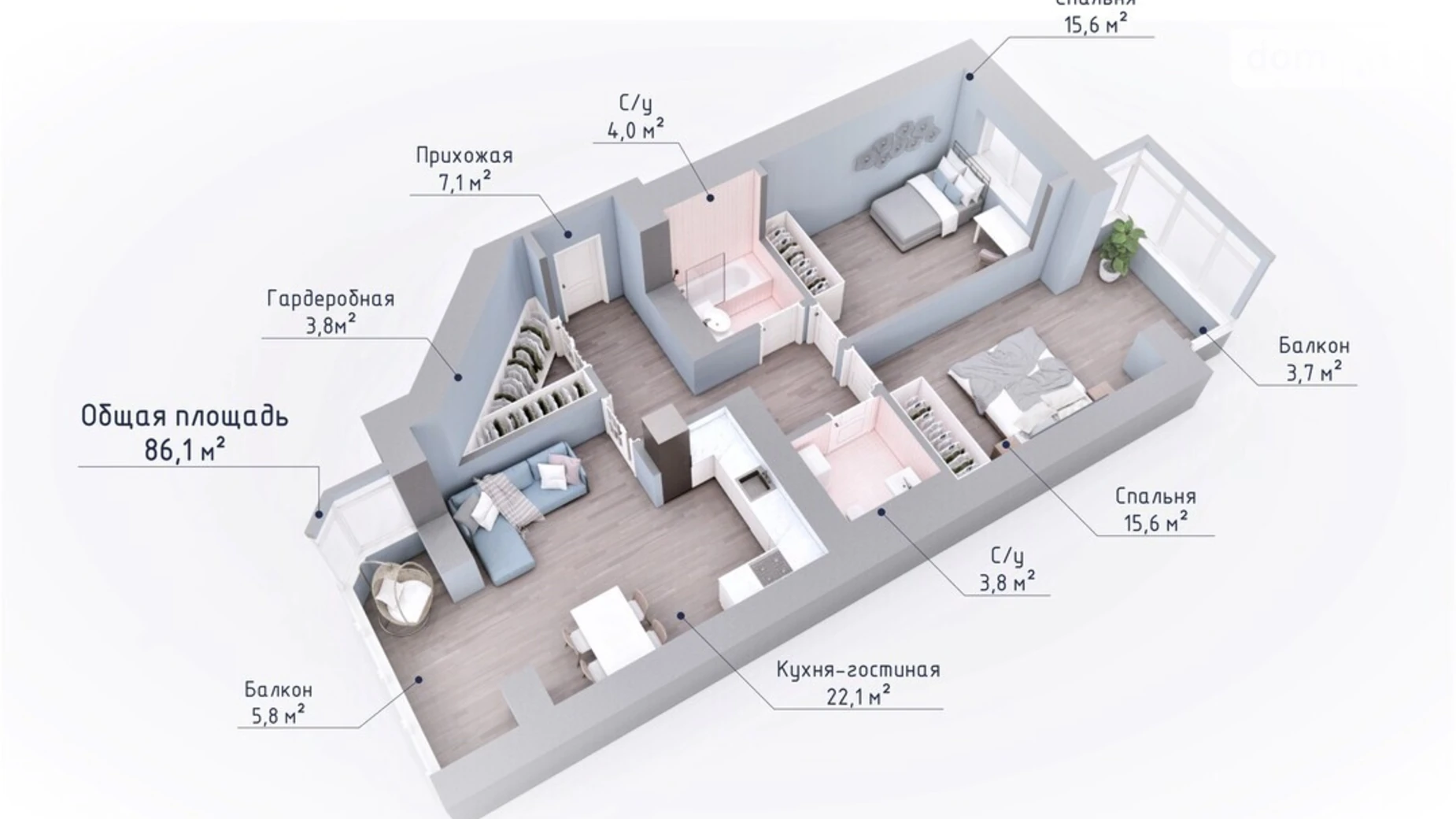 Продается 2-комнатная квартира 86.1 кв. м в Николаеве, ул. Курортная, 7В/7 - фото 2