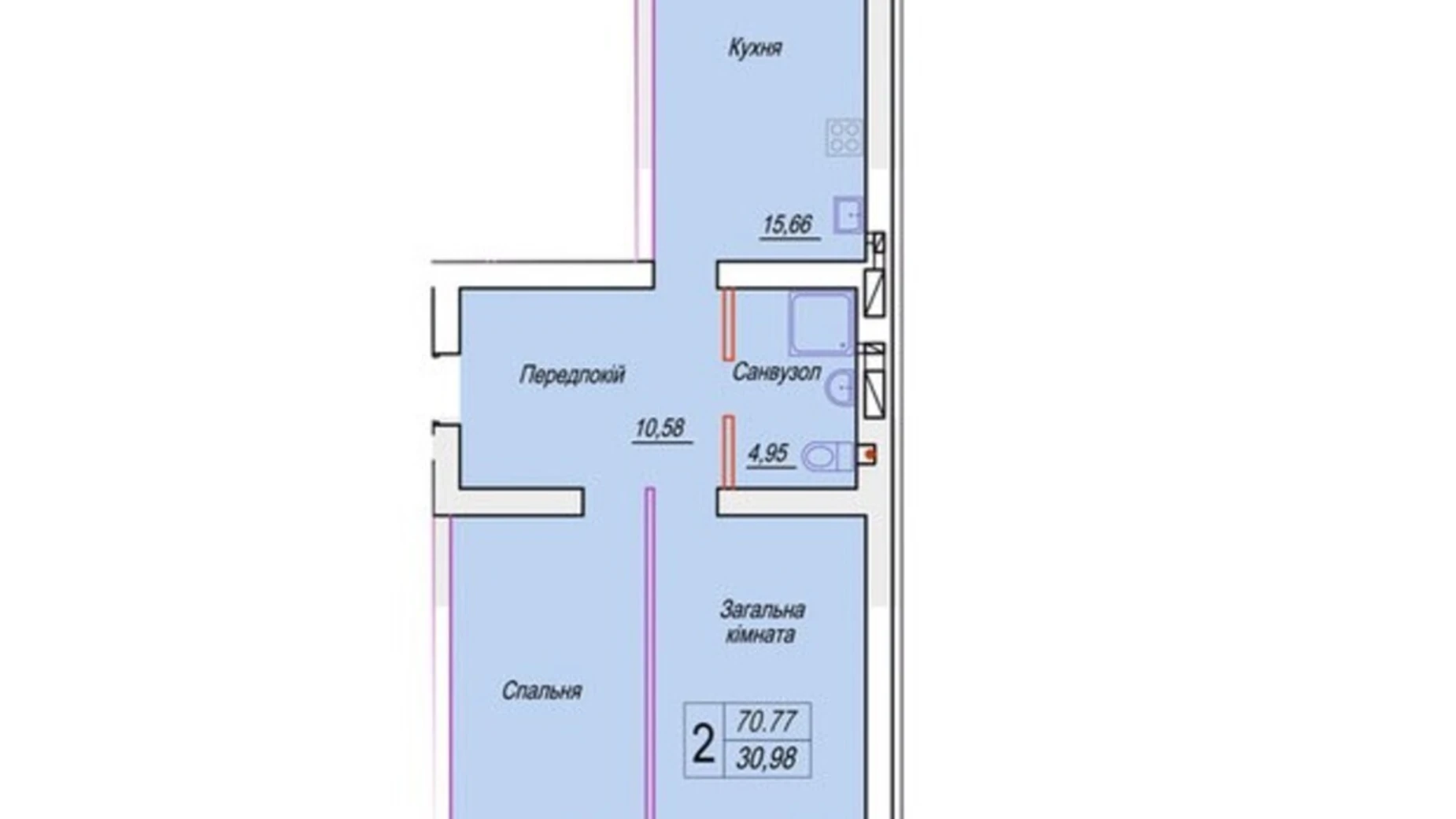 Продается 2-комнатная квартира 87.15 кв. м в Житомире, ул. Михаила Грушевского, 100 - фото 2