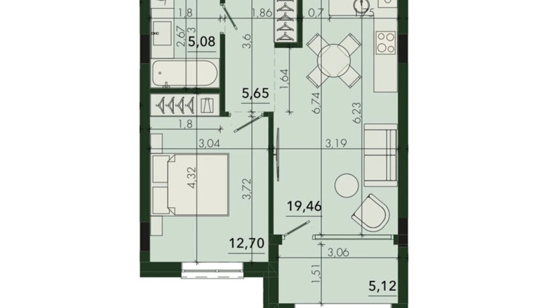 Продается 1-комнатная квартира 48.09 кв. м в Сокольниках, ул. Героев Крут - фото 4