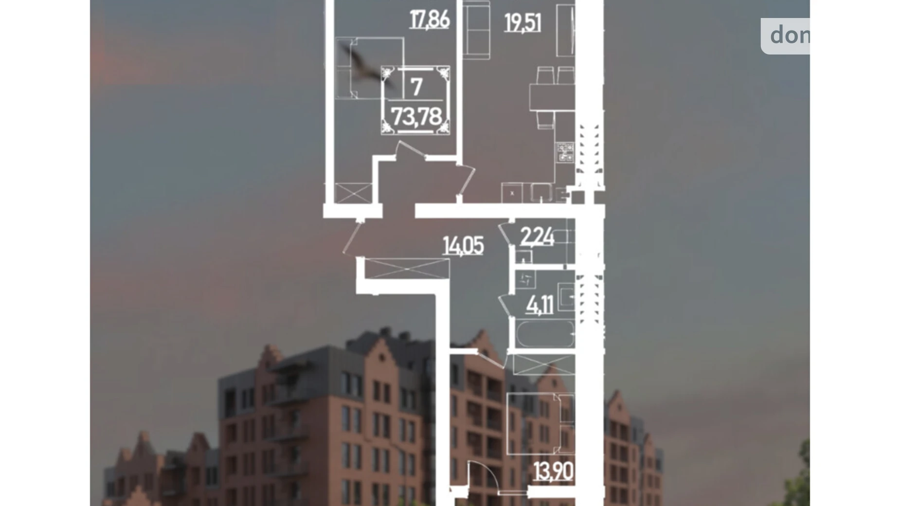 Продается 2-комнатная квартира 73.78 кв. м в Ровно, ул. Березовая - фото 2
