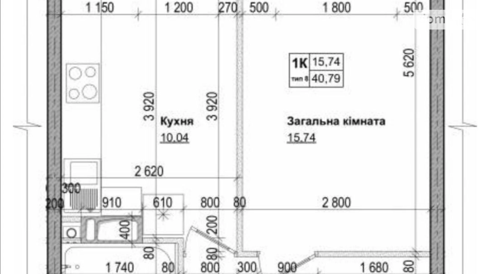 Продается 1-комнатная квартира 41.1 кв. м в, цена: 38000 $ - фото 2