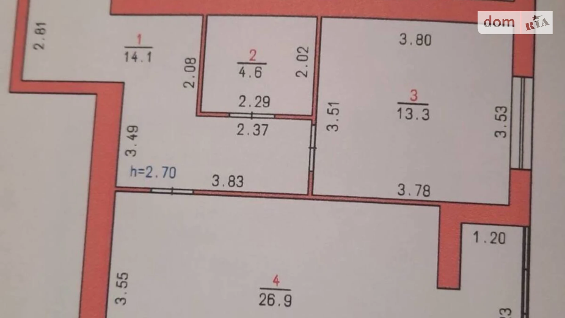 Продается 1-комнатная квартира 58.9 кв. м в Хмельницком, ул. Кармелюка, 11/1 - фото 4