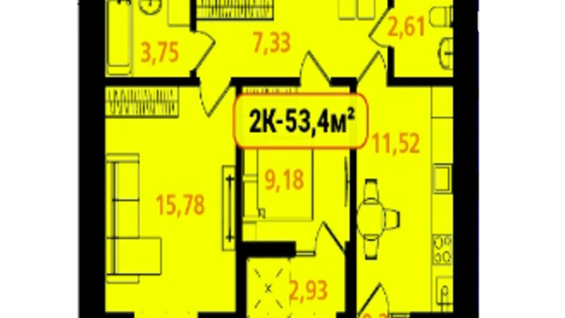 Продается 2-комнатная квартира 53.4 кв. м в Ивано-Франковске, ул. Отца Блавацкого, 8 - фото 2