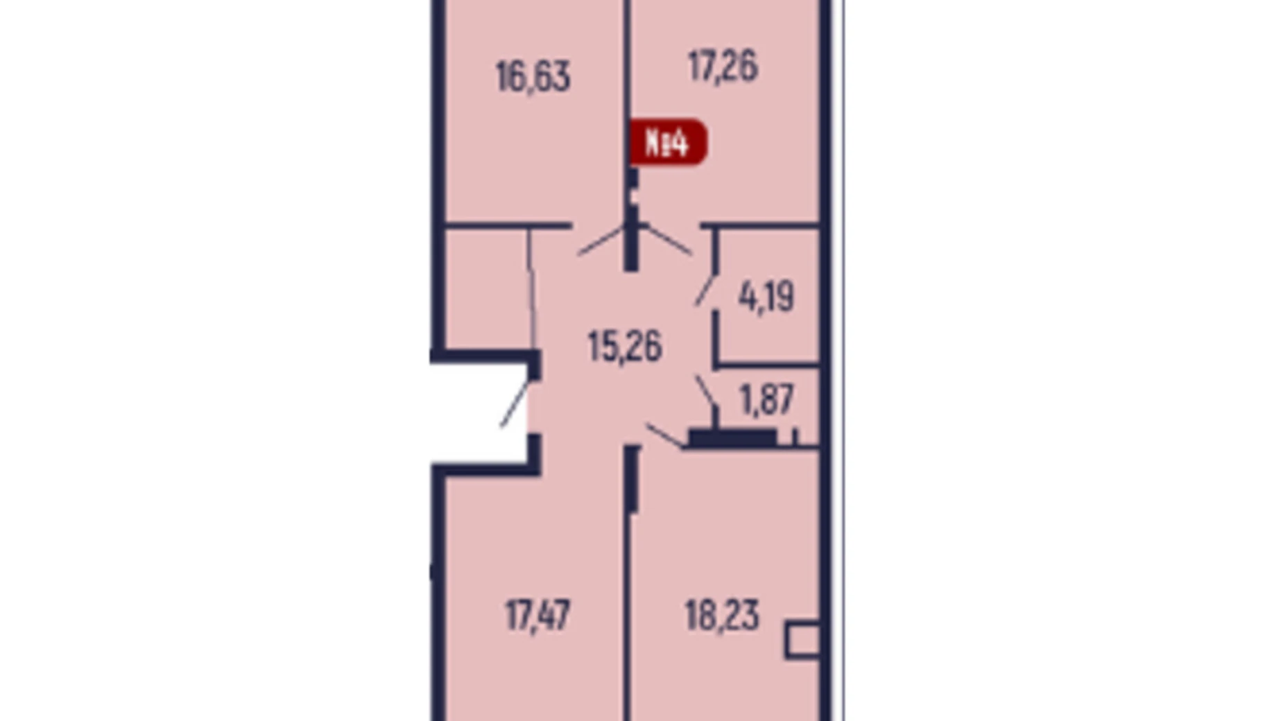 Продается 3-комнатная квартира 97.71 кв. м в Мукачеве, ул. Ужгородская, 165А - фото 2
