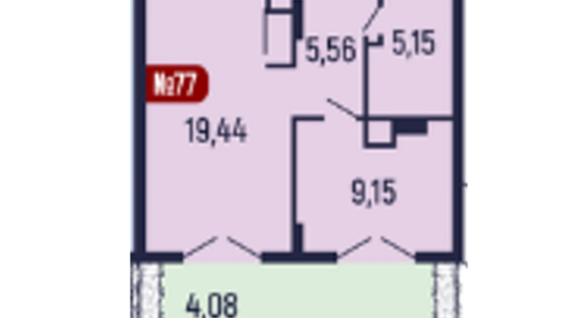 Продается 1-комнатная квартира 43.38 кв. м в Мукачеве, ул. Ужгородская, 165А - фото 2