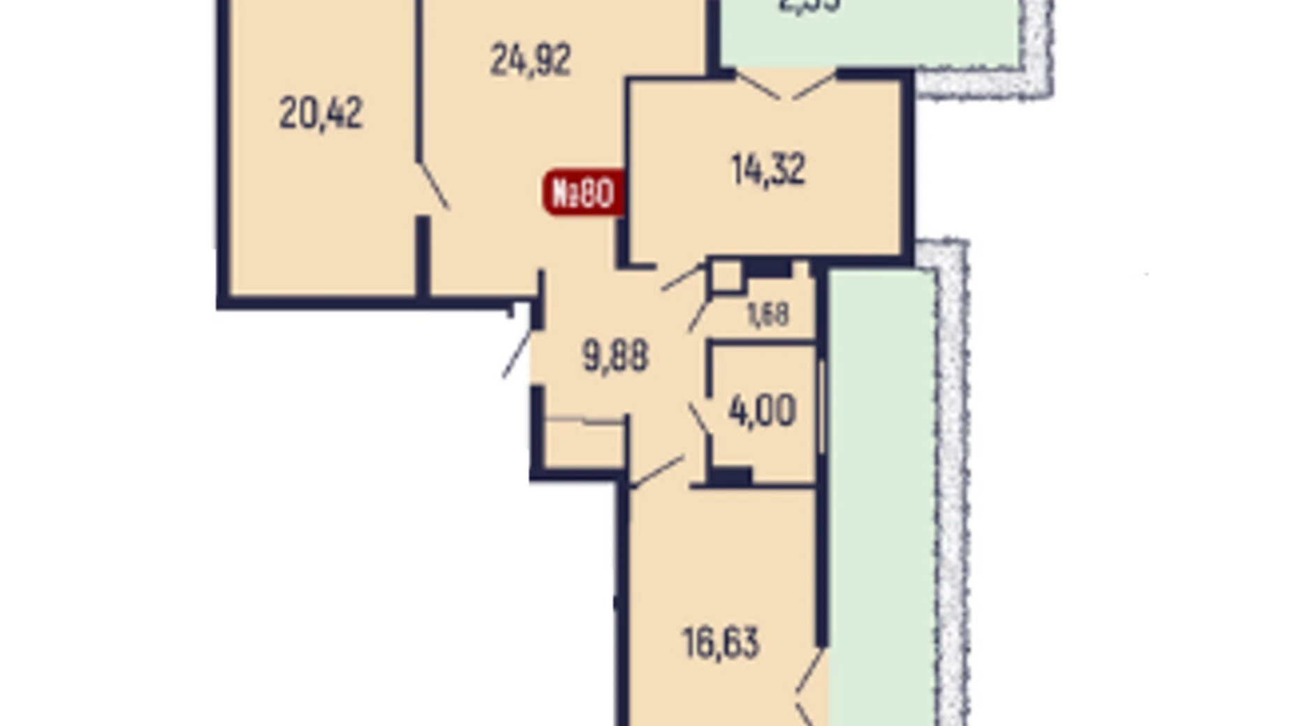 Продается 3-комнатная квартира 111.47 кв. м в Мукачеве, ул. Ужгородская, 165А - фото 2
