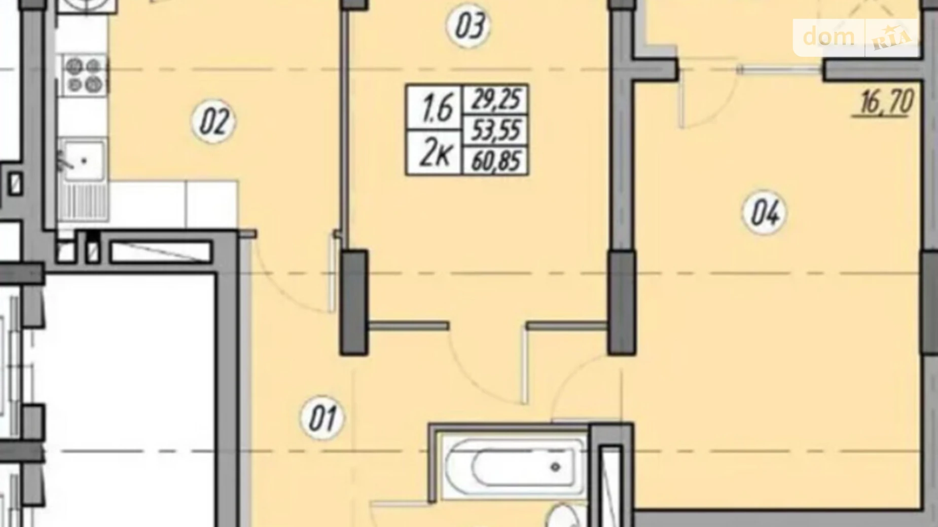 2-комнатная квартира 61 кв. м в Тернополе, ул. Полковника Данила Нечая - фото 2