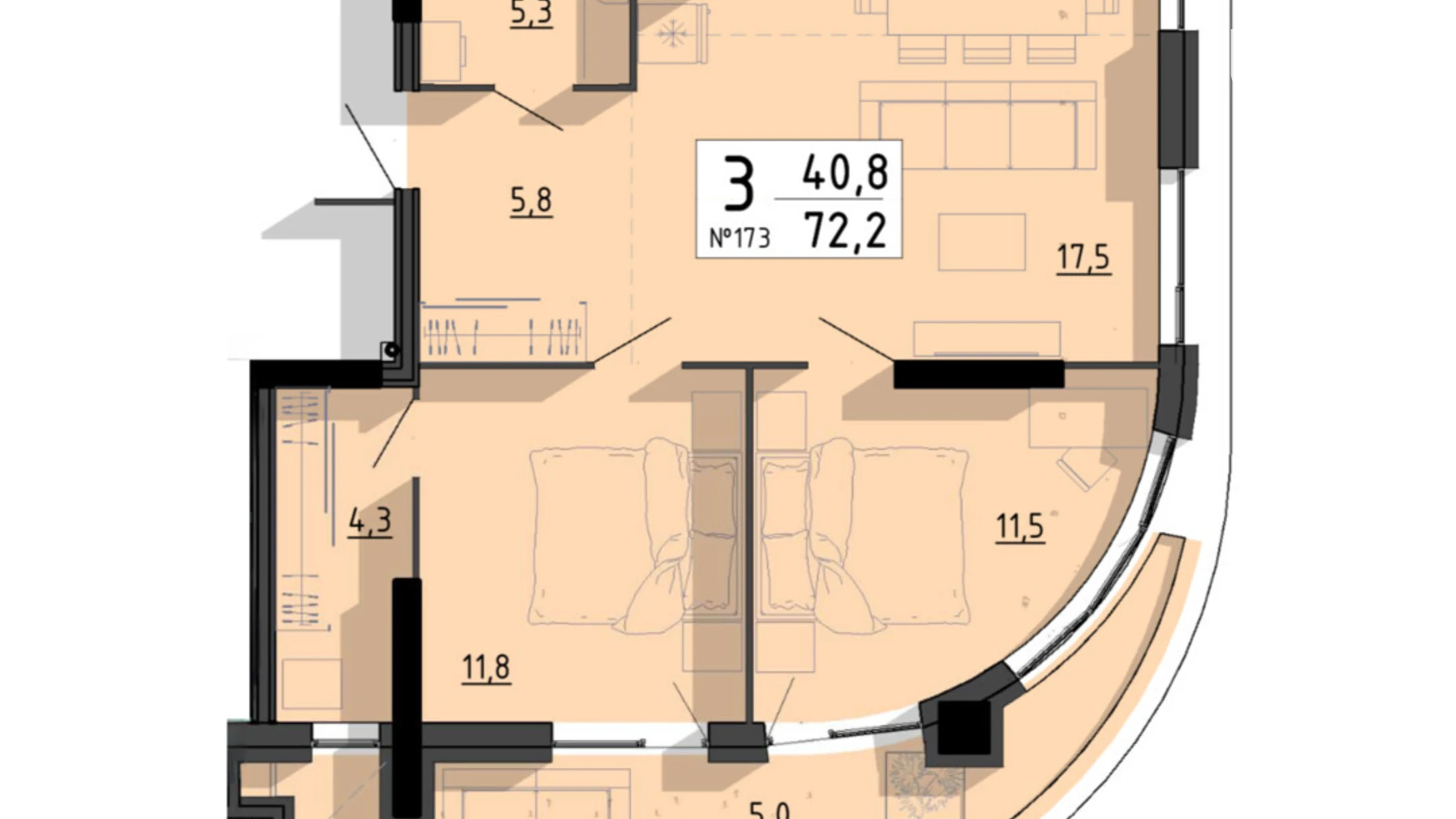 3-комнатная квартира 72.2 кв. м в Тернополе, цена: 108300 $ - фото 2