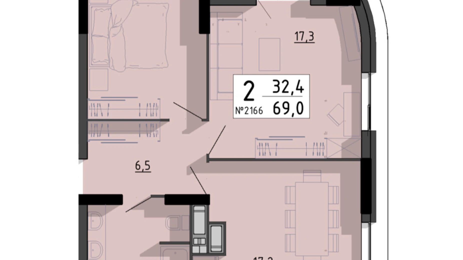 2-кімнатна квартира 69 кв. м у Тернополі, цена: 62100 $ - фото 5