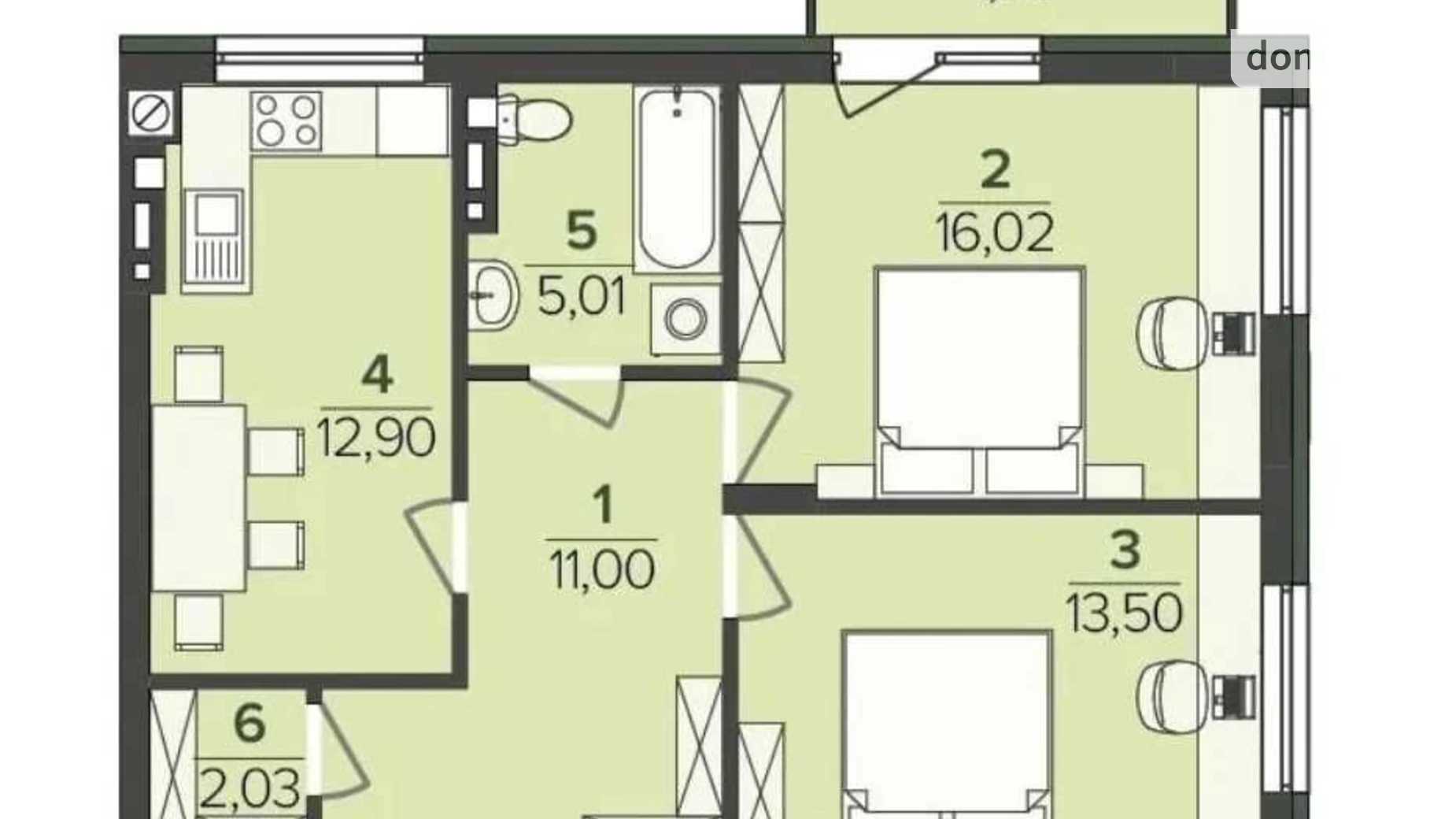Продается 2-комнатная квартира 62.79 кв. м в Сокольниках, ул. Скниловская - фото 3