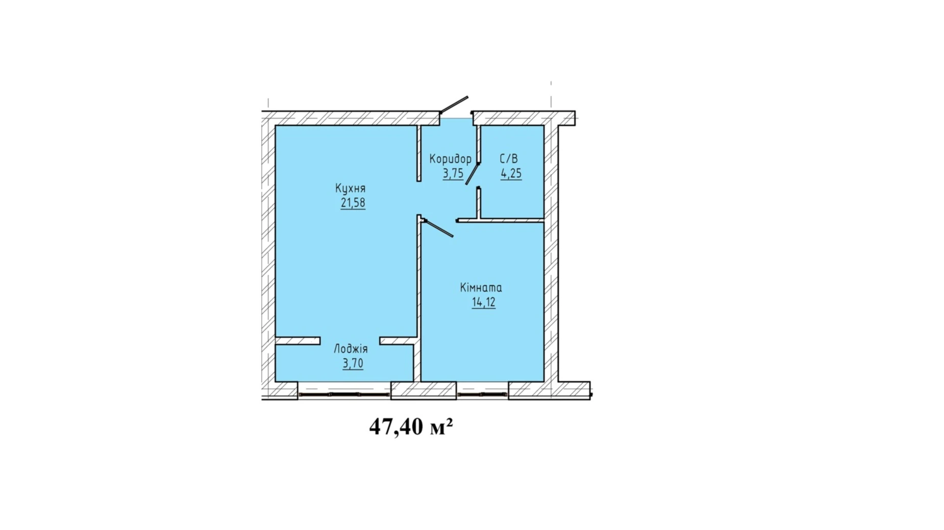 1-комнатная квартира 47.4 кв. м в Тернополе, ул. Карпенко - фото 2