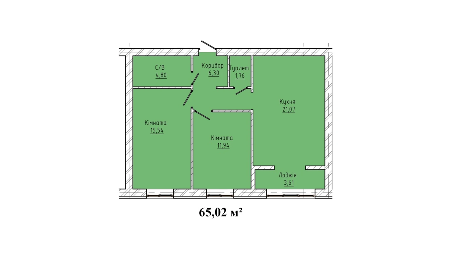 2-комнатная квартира 63 кв. м в Тернополе, ул. Карпенко - фото 2