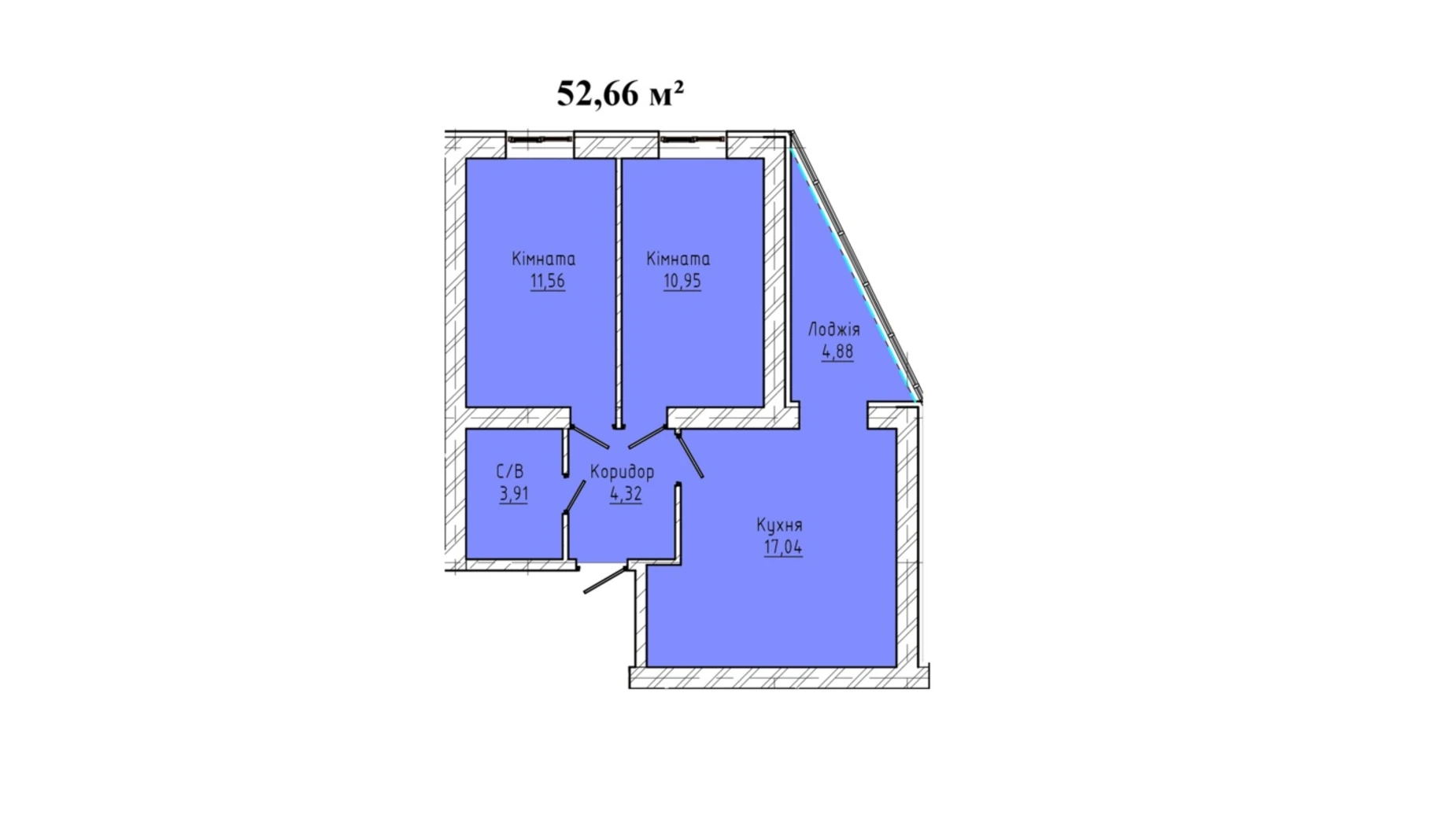 2-комнатная квартира 52.66 кв. м в Тернополе, ул. Карпенко - фото 2