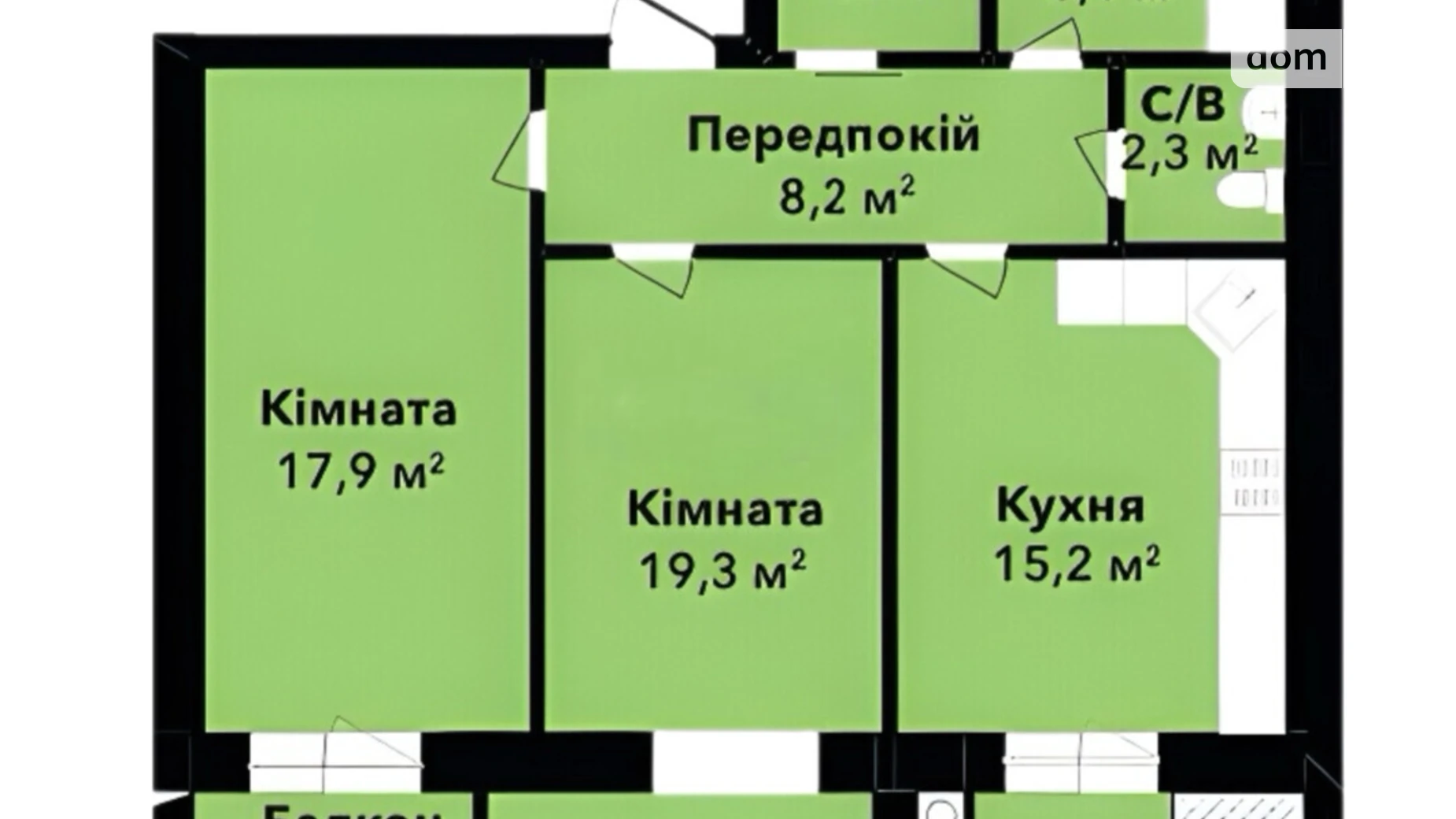 Продается 2-комнатная квартира 79.41 кв. м в Хмельницком, цена: 62323 $ - фото 2
