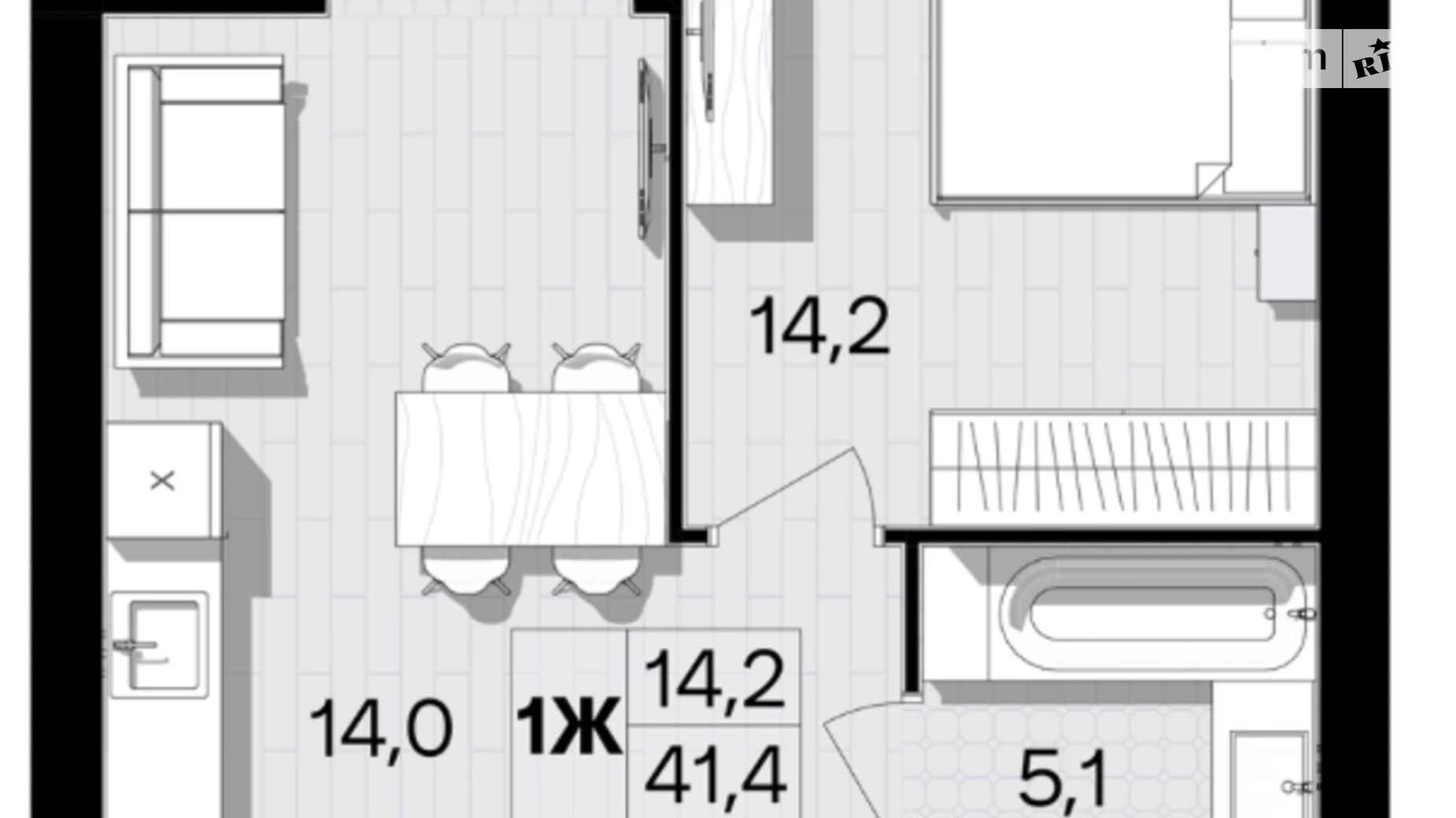 Продается 1-комнатная квартира 41.5 кв. м в Виннице, ул. Левка Лукьяненко(Ватутина), 16Б - фото 2