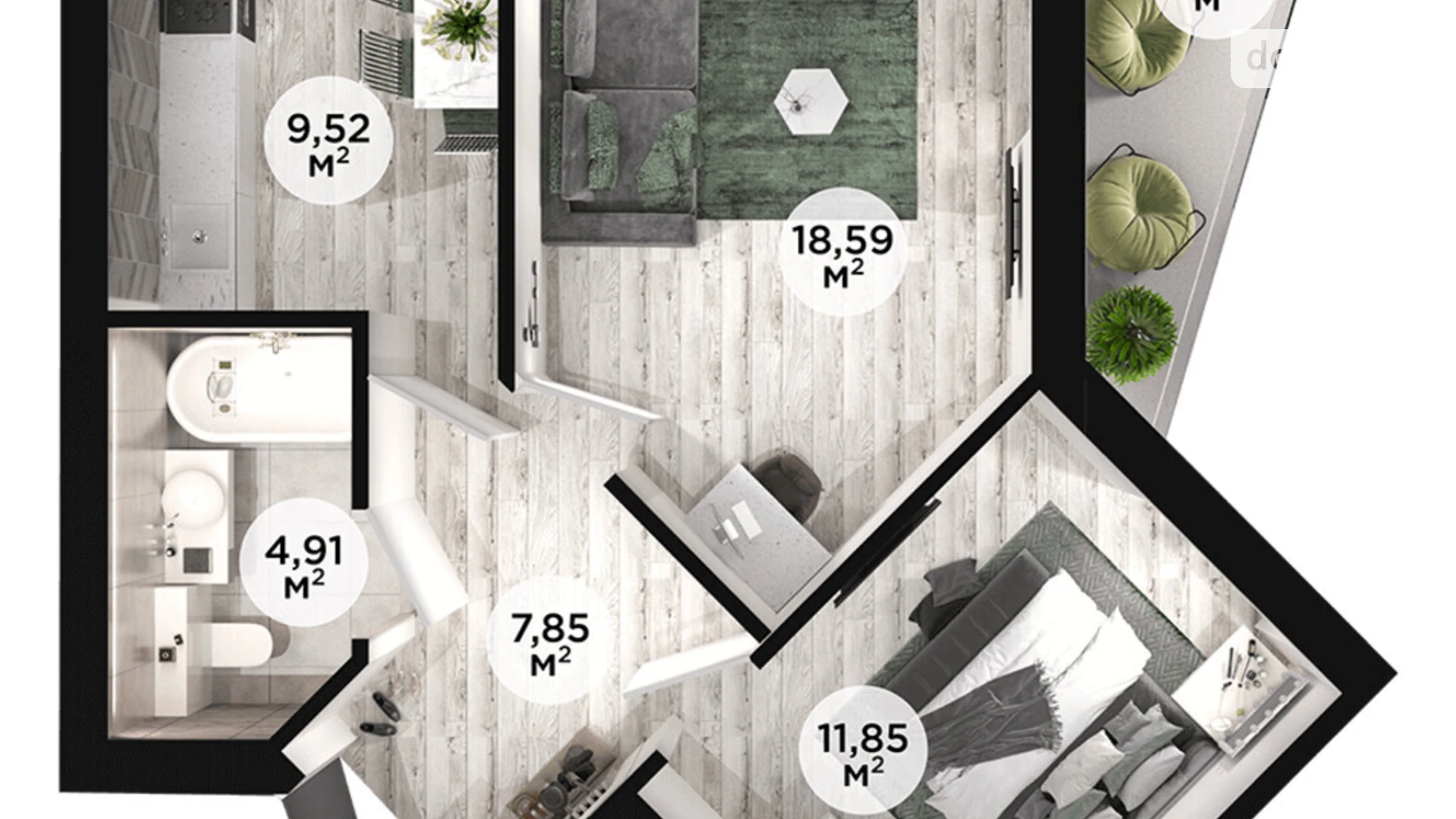 Продається 2-кімнатна квартира 59.05 кв. м у Дніпрі, вул. Сонячна Набережна(Малиновського Маршала) - фото 5