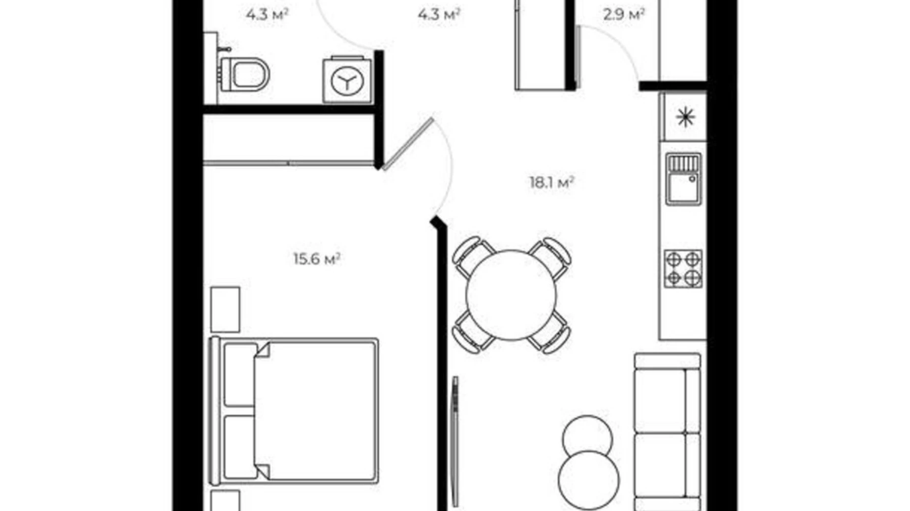 Продається 1-кімнатна квартира 47.6 кв. м у, цена: 73780 $ - фото 2