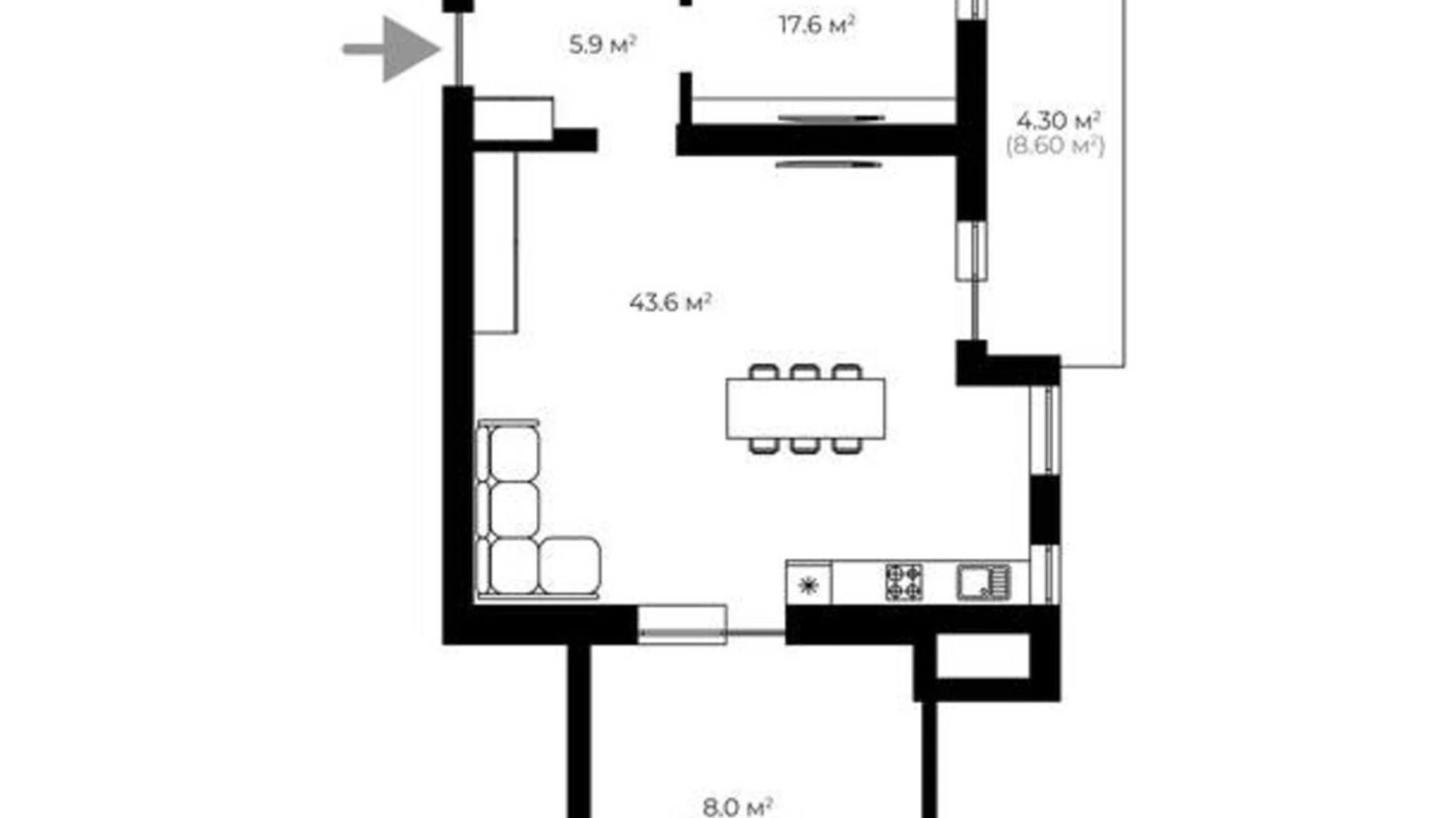 Продається 1-кімнатна квартира 87.2 кв. м у, цена: 156960 $ - фото 2
