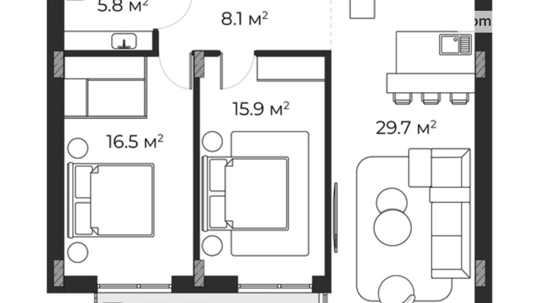 Продається 2-кімнатна квартира 81.6 кв. м у, цена: 183600 $ - фото 4
