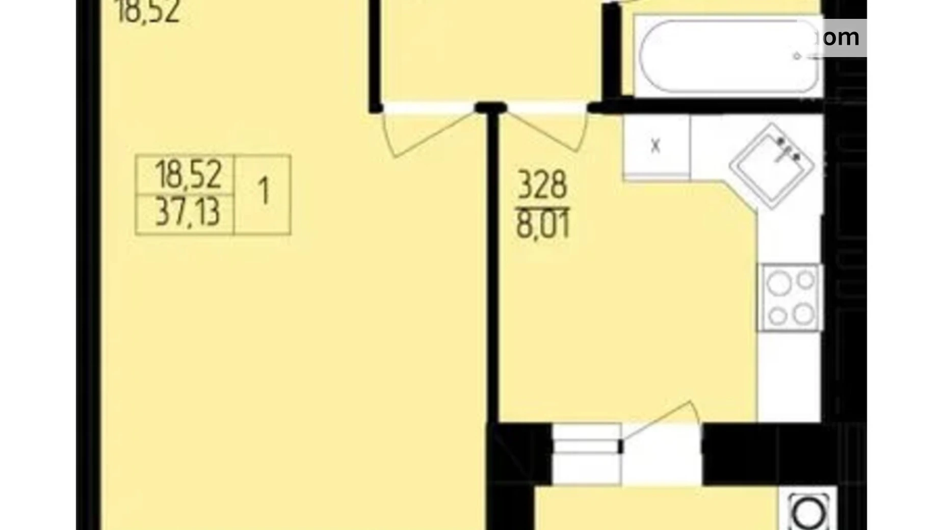 Продается 1-комнатная квартира 37.05 кв. м в Хмельницком, пер. Франко Ивана, 8 - фото 2