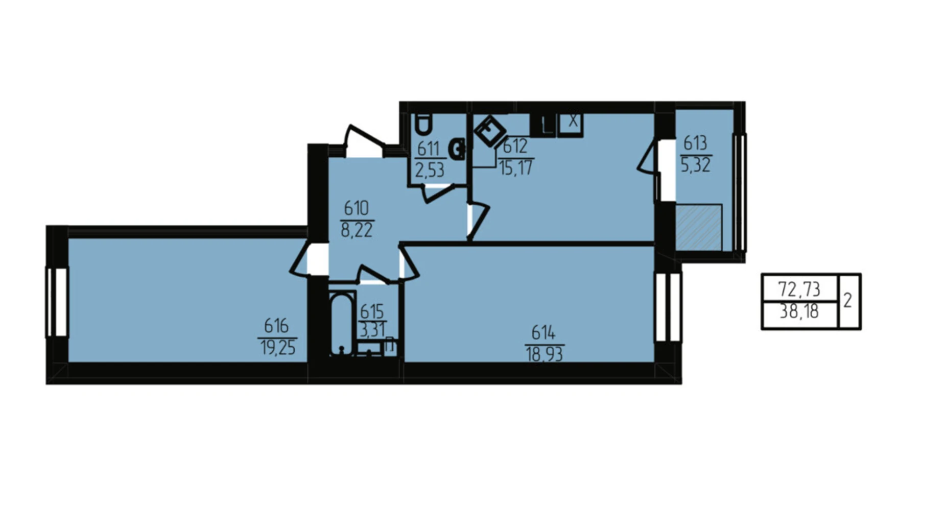 Продается 2-комнатная квартира 72.45 кв. м в Хмельницком, ул. Озерная, 20/4Б - фото 2