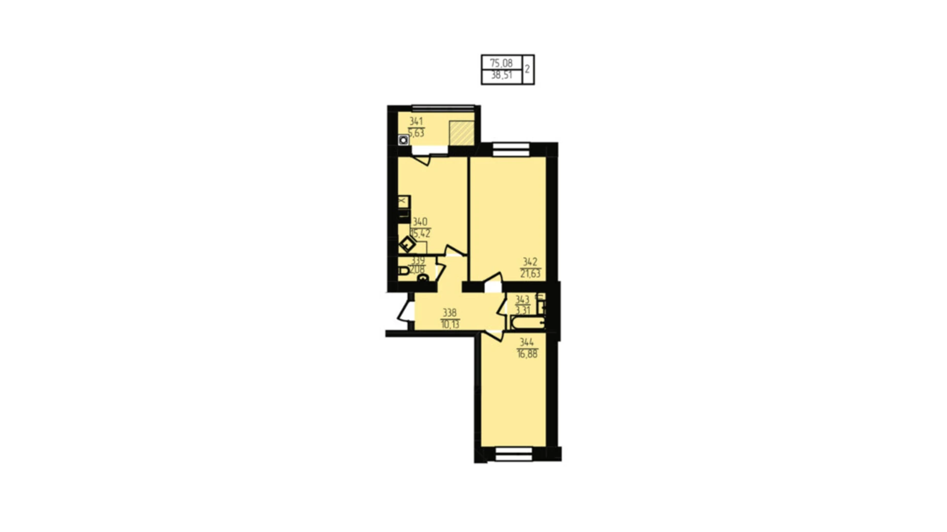 Продается 2-комнатная квартира 75.08 кв. м в Хмельницком, ул. Озерная, 20/4Б - фото 2