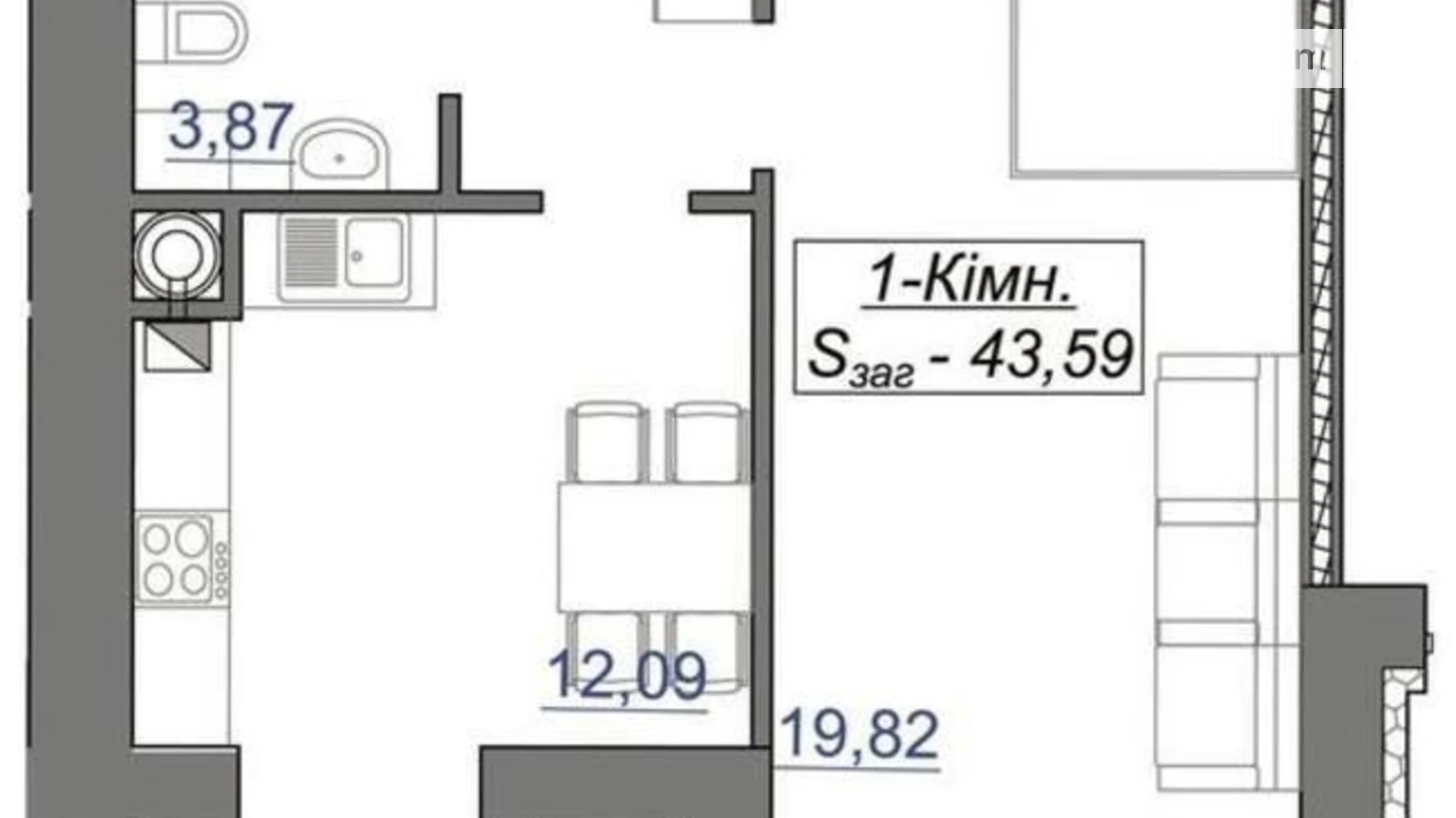 Продается 1-комнатная квартира 43.59 кв. м в Волчинце, пер. Ключный, 1 корпус 2 - фото 5