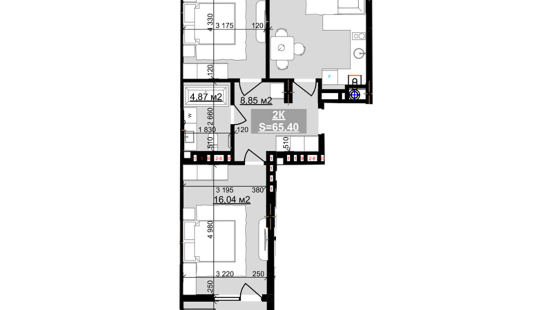 Продается 2-комнатная квартира 65.4 кв. м в Ивано-Франковске, ул. Национальной Гвардии, 14С - фото 2