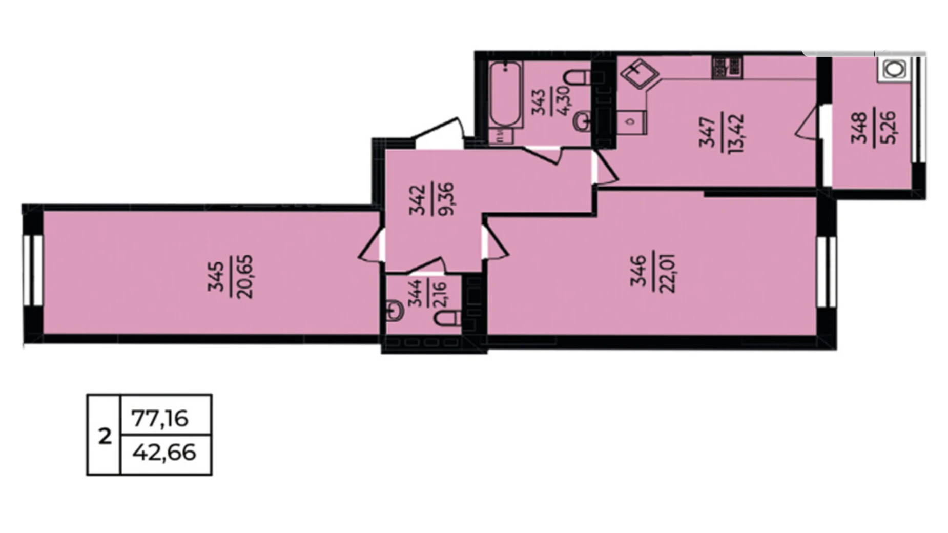 Продается 2-комнатная квартира 77.16 кв. м в Хмельницком, ул. Озерная, 20/4Б - фото 2
