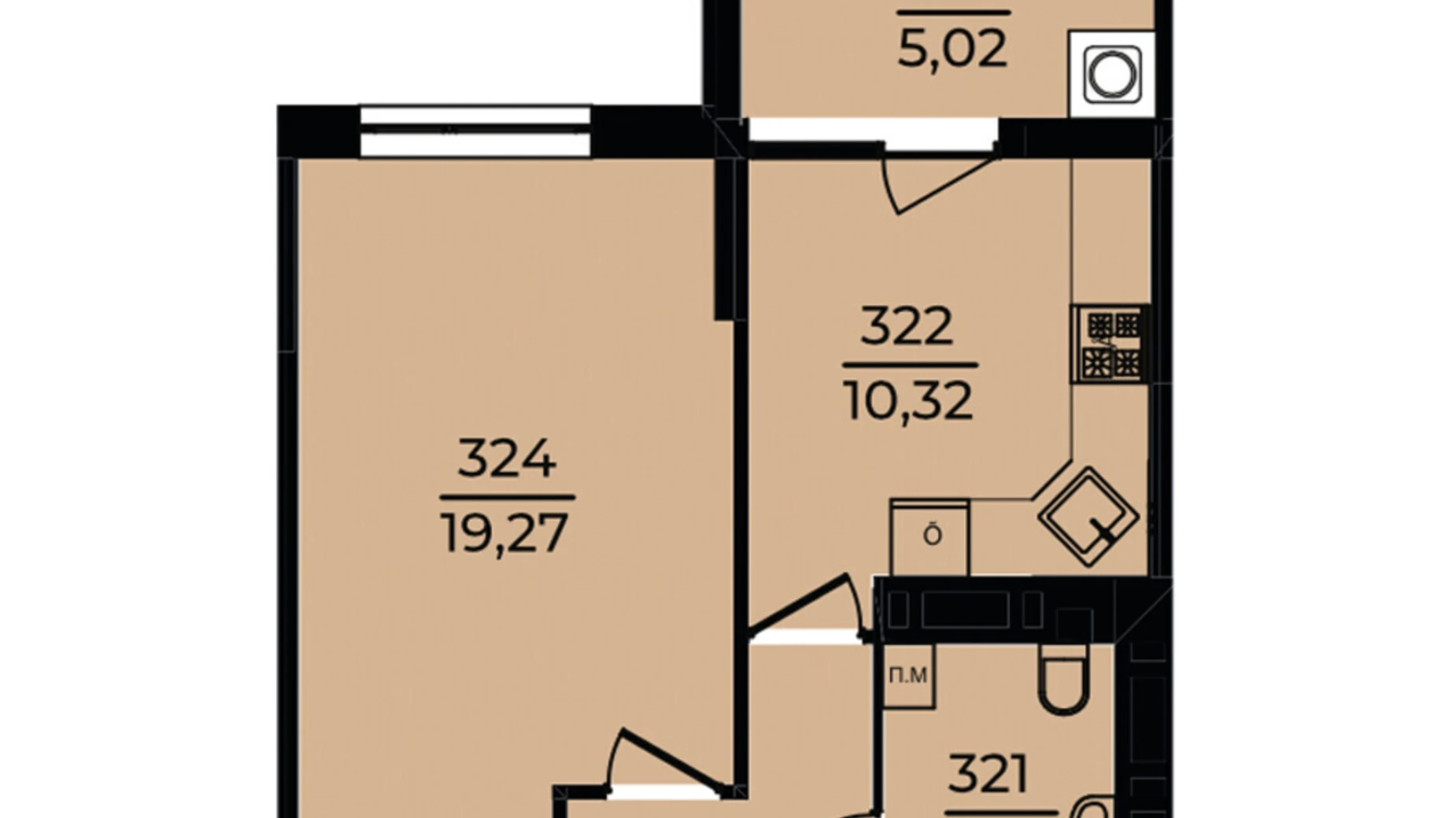 Продается 1-комнатная квартира 44.63 кв. м в Хмельницком, ул. Озерная, 20/4Б - фото 2