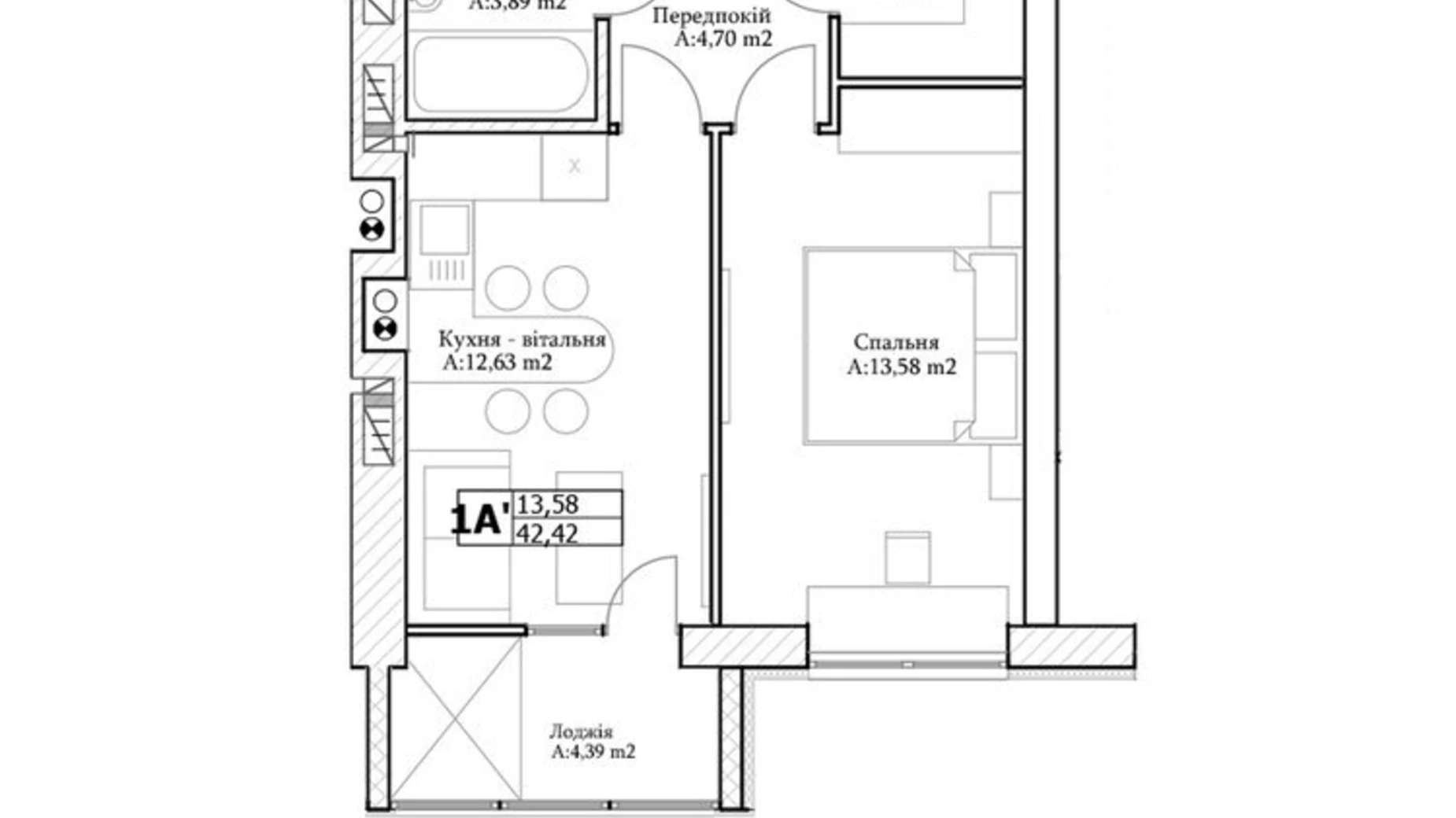 Продається 1-кімнатна квартира 42.9 кв. м у Ірпені, вул. Лисенка, 21 - фото 3