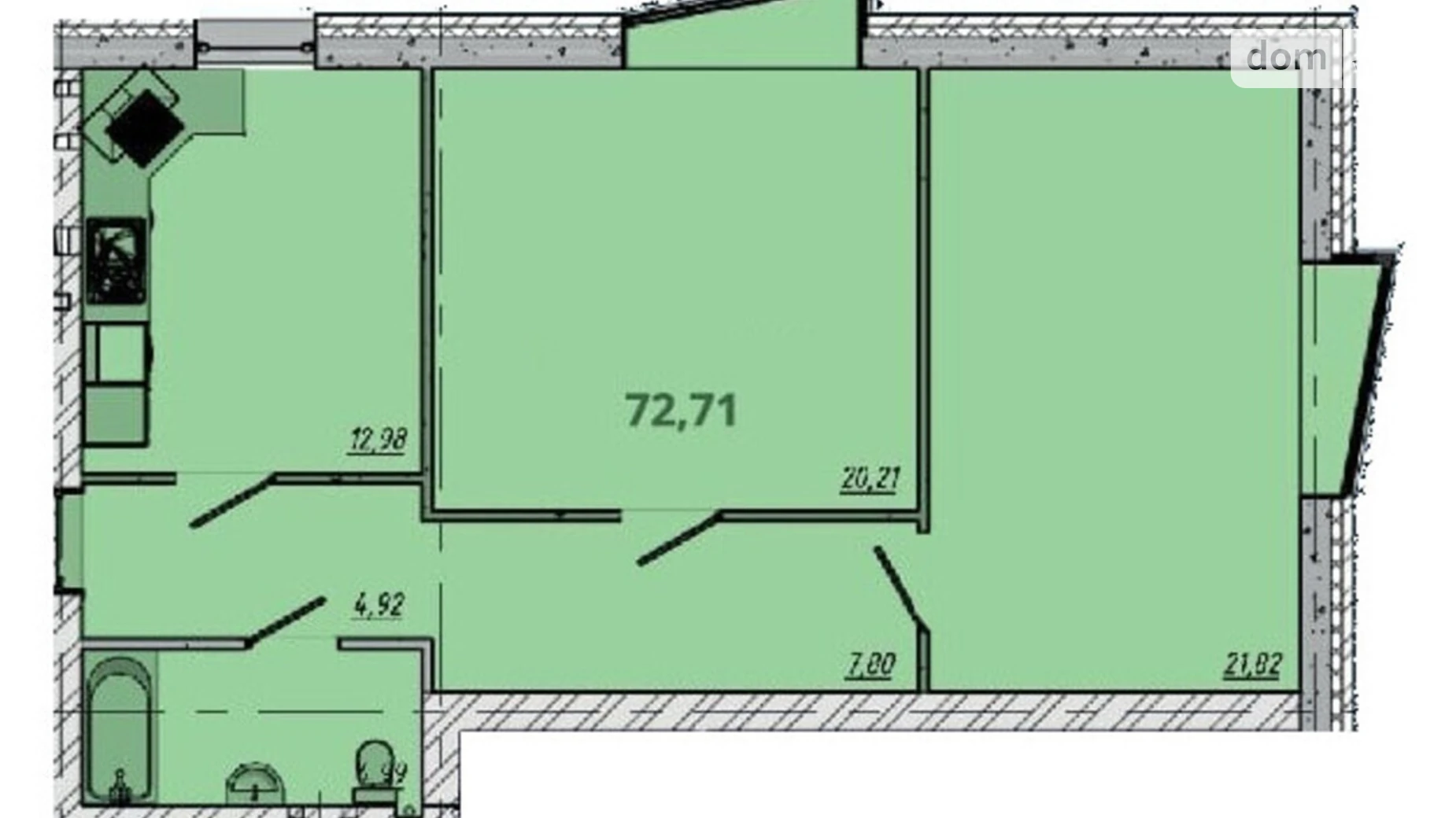 Продается 2-комнатная квартира 72.71 кв. м в Житомире, ул. Вячеслава Липинского - фото 5