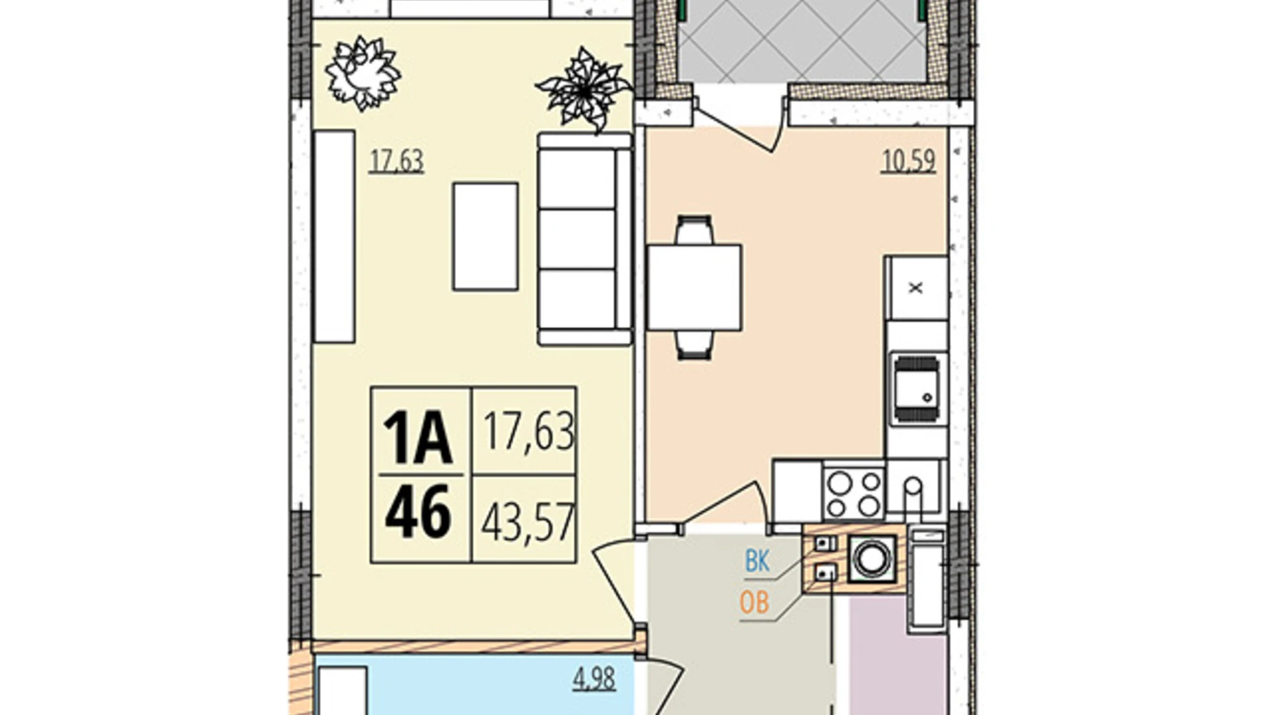 Продается 1-комнатная квартира 44 кв. м в Зарванцах, ул. Рыбацкая, 20 - фото 2