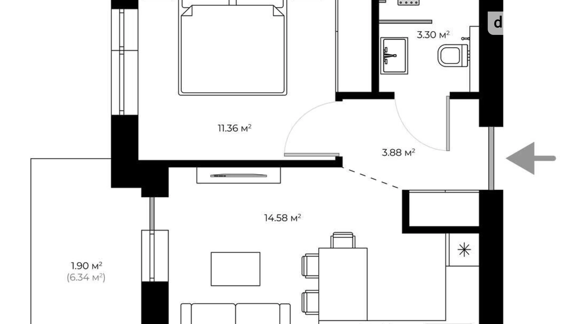Продається 1-кімнатна квартира 35 кв. м у Ужгороді, вул. Мальовнича, 1 - фото 2
