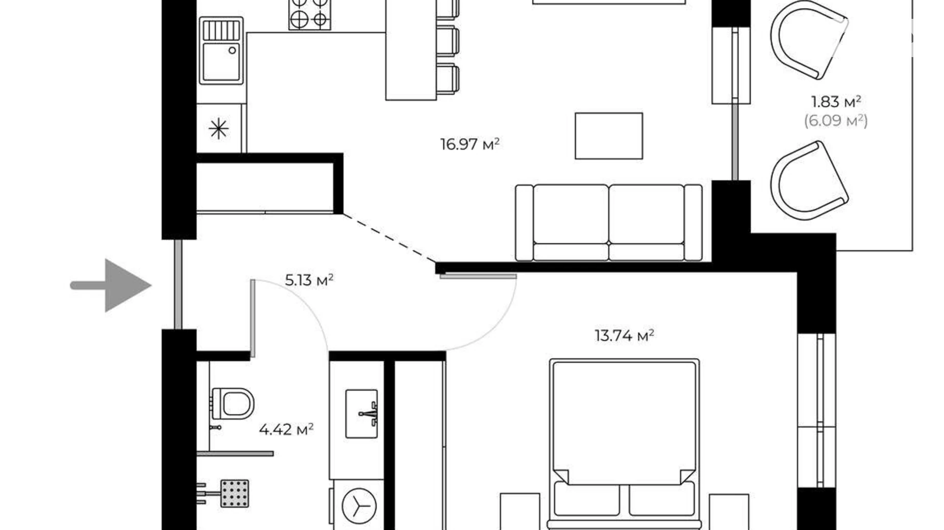 Продается 2-комнатная квартира 78 кв. м в Ужгороде, цена: 119599 $ - фото 2