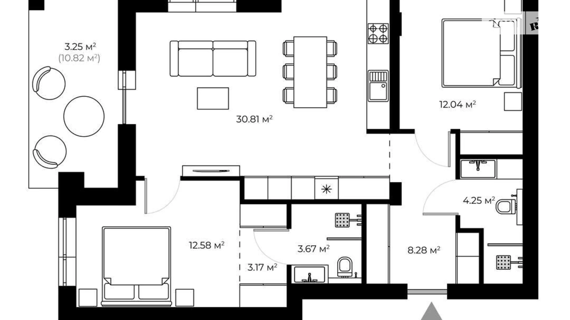 Продається 2-кімнатна квартира 78 кв. м у Ужгороді, вул. Мальовнича, 1 - фото 2