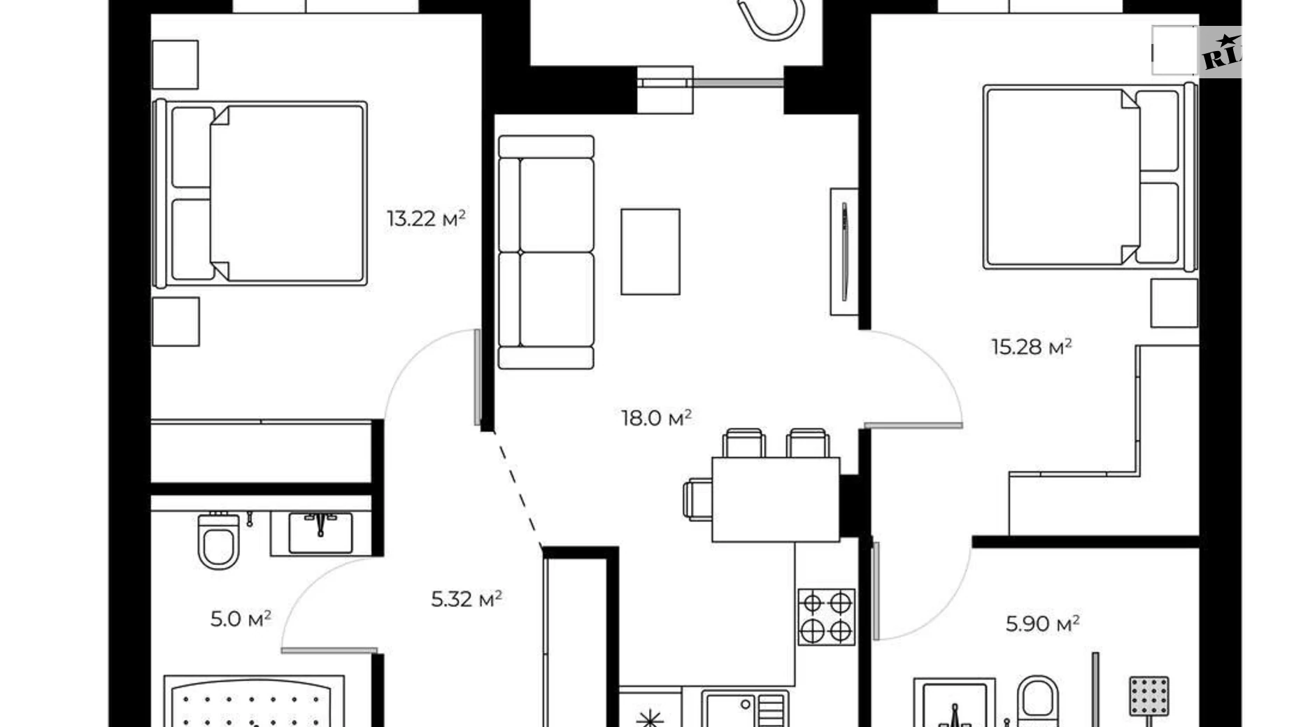 Продається 2-кімнатна квартира 65 кв. м у Ужгороді, вул. Мальовнича, 1 - фото 2