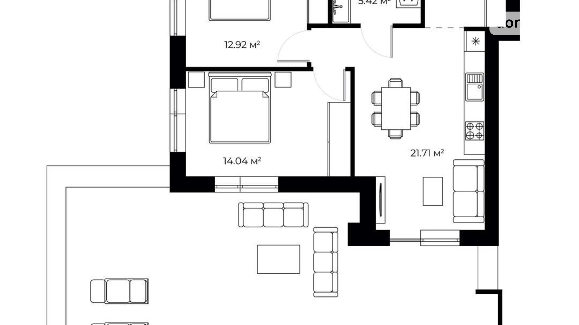 Продається 2-кімнатна квартира 85.2 кв. м у Ужгороді, вул. Мальовнича, 1 - фото 2
