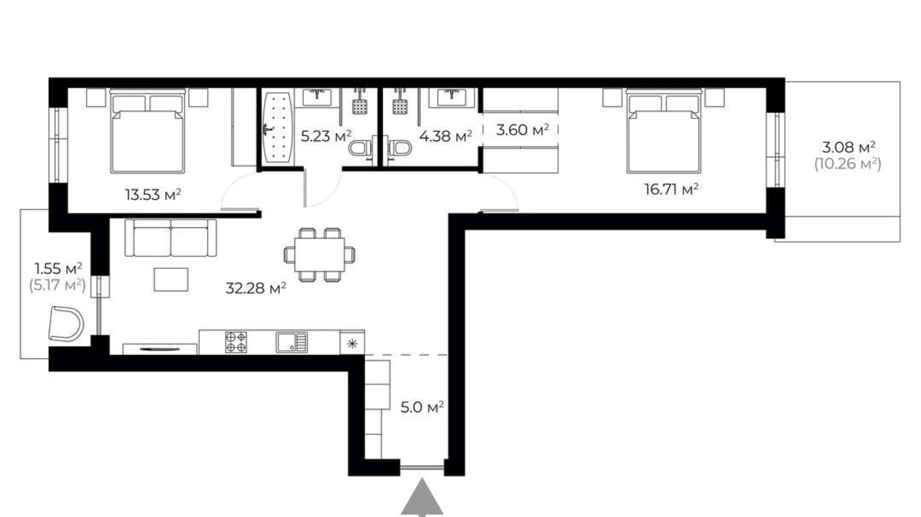 Продается 3-комнатная квартира 101.7 кв. м в Ужгороде, ул. Живописная, 1 - фото 2