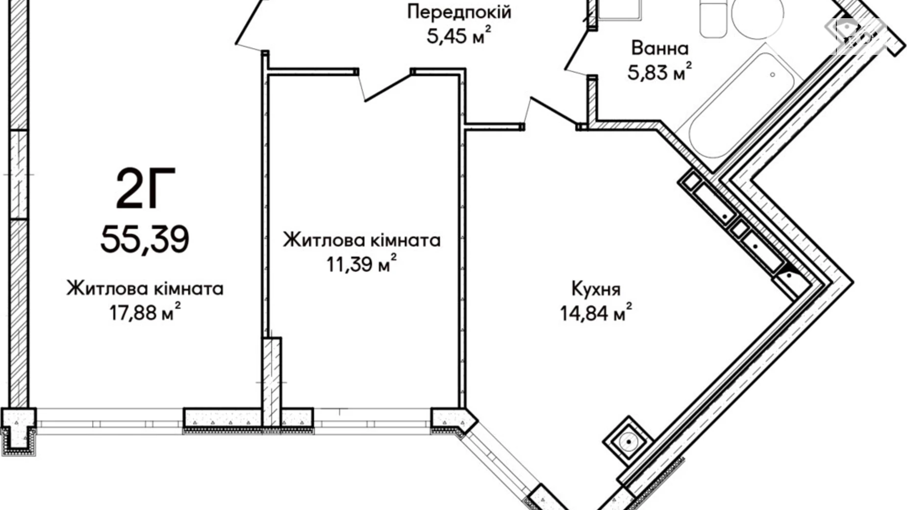 Продается 2-комнатная квартира 55 кв. м в Ирпене, ул. Ольги Кобылянской(Достоевского), 1В - фото 2